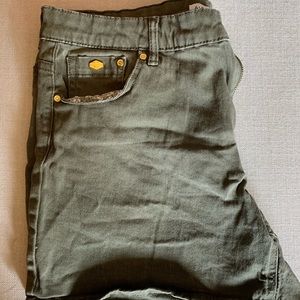 High waist army green shorts